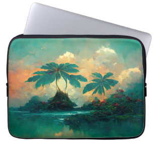 Tropiska Fantasy Sea & Handflatan Träd Laptop Fodral