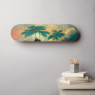 Tropiska Fantasy Sea & Handflatan Träd Mini Skateboard Bräda 18,5 Cm