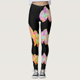 Tropiska färgämnen, vattenfärgade orkidéer leggings
