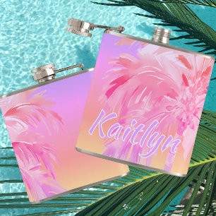 Tropiska Färger Aloha Palmtreeg Personlig Fickplunta