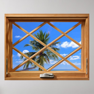 Tropiska fenor från Coconut Träd, ansiktsbild Poster