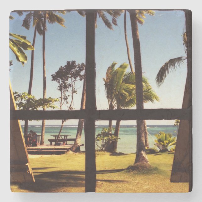 Tropiska Fiji Beach Scene-kusternm Stenunderlägg (Framsidan)