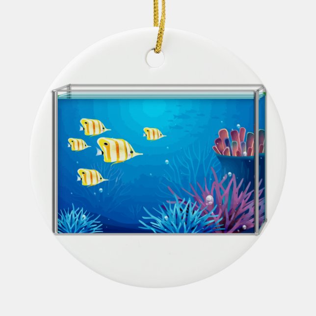 Tropiska FishTank Julgransprydnad Keramik (Framsidan)