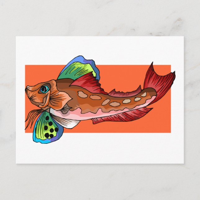 Tropiska fiskar 1 Populär Coola Retro-fisk Vykort (Framsida)