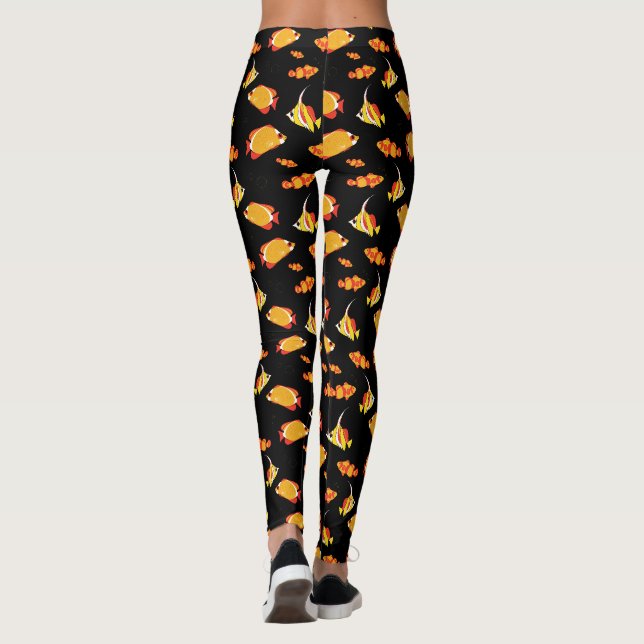 Tropiska fiskar ängel fisk undervattensmönster leggings (Baksida)
