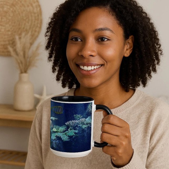 Tropiska fiskar Färgat korallrev Mugg Blå havet (Tropical Fish Colorful Coral Reef Mug Blue Ocean)