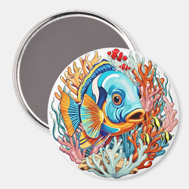 Tropiska Fiskar Färgglada Sommar Vibbar Magnet (Front/Back)