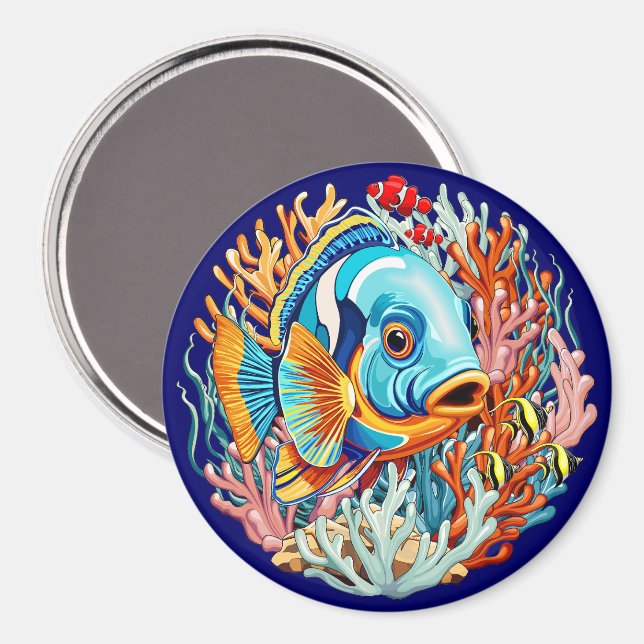 Tropiska Fiskar Färgglada Sommar Vibbar Magnet (Front/Back)