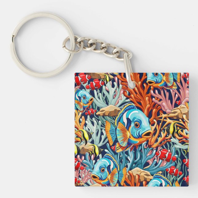 Tropiska Fiskar Färgglada Sommar Vibes (Framsidan)