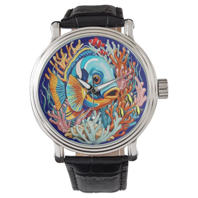 Tropiska Fiskar Färgglada Sommar Vibes Armbandsur (Framsida)