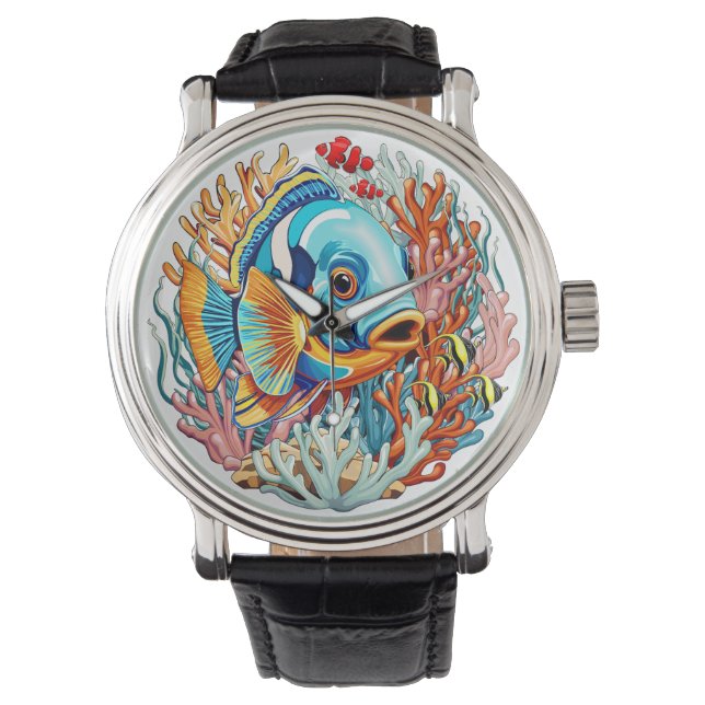 Tropiska Fiskar Färgglada Sommar Vibes Armbandsur (Framsida)