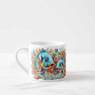 Tropiska Fiskar Färgglada Sommar Vibes Espressomugg