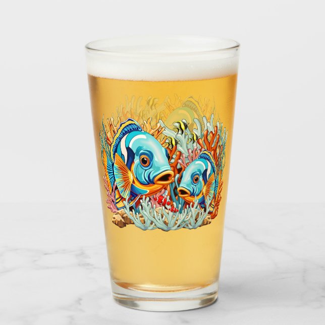 Tropiska Fiskar Färgglada Sommar Vibes Glaskopp (Framsida fylld)