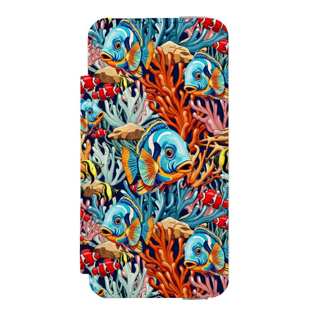 Tropiska Fiskar Färgglada Sommar Vibes Incipio iPhone Wallet Skal (Folio Framsidan)