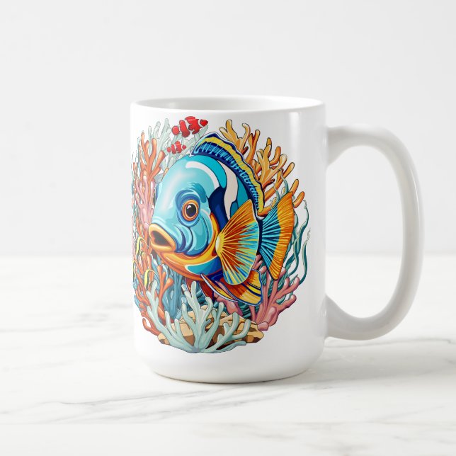 Tropiska Fiskar Färgglada Sommar Vibes Kaffemugg (Höger)