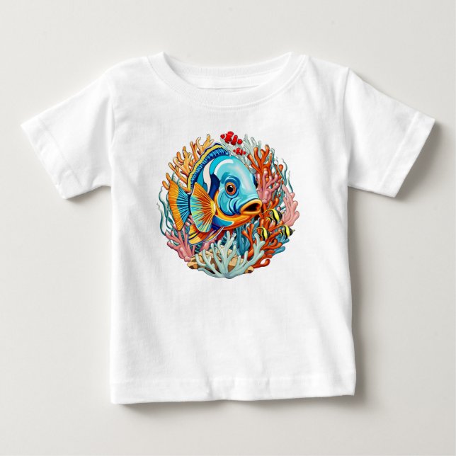 Tropiska Fiskar Färgglada Sommar Vibes T Shirt (Framsida)