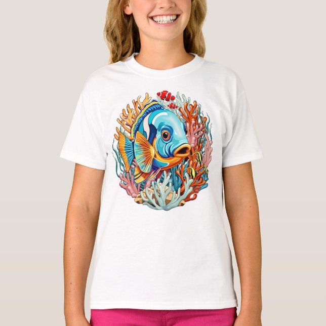 Tropiska Fiskar Färgglada Sommar Vibes T Shirt (Framsida)