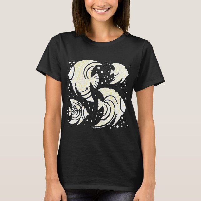 Tropiska fiskar gula och vita t shirt (Framsida)