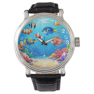 Tropiska fiskar i akvarium armbandsur
