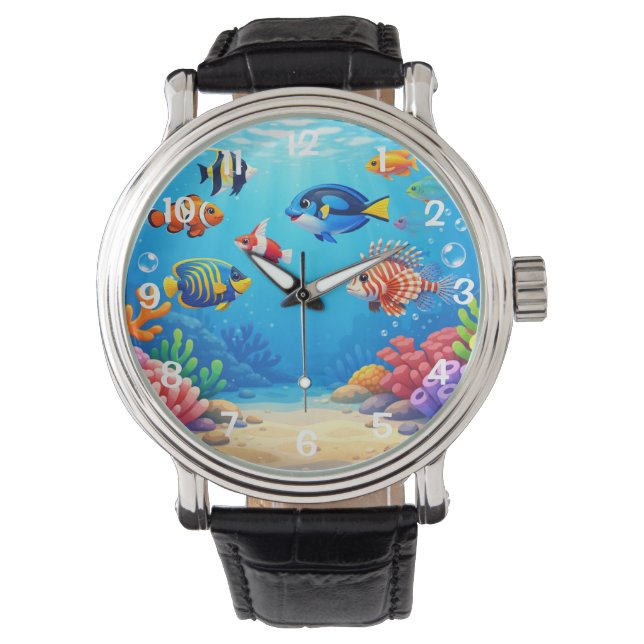 Tropiska fiskar i akvarium  armbandsur (Framsida)