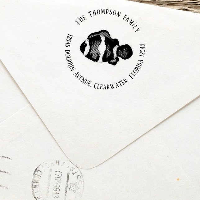 Tropiska fiskar i Returadressen Namn Självfärgande Stämpel (Tropical Fish Return address stamp. )