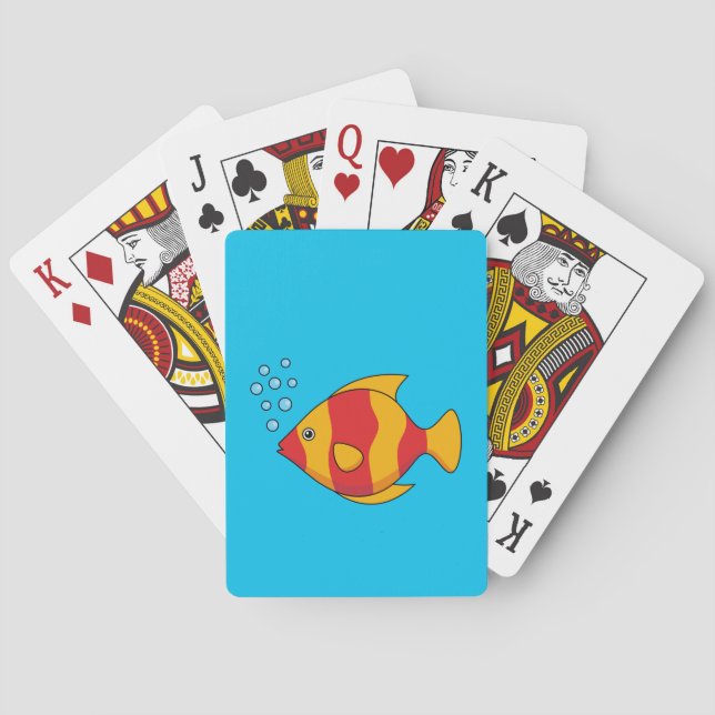 Tropiska fiskar i röd Orange Casinokort (Baksidan)