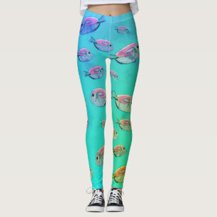 Tropiska fiskar i sommarlaggningar av havskonst leggings
