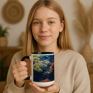 Tropiska fiskar och färgad korallrev Mugg för Papp