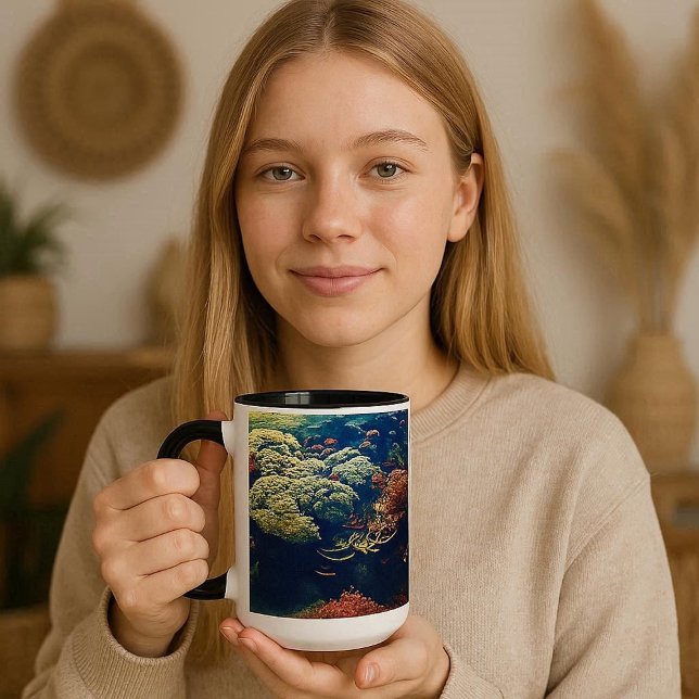 Tropiska fiskar och färgad korallrev Mugg för Papp (Tropical Fish and Colorful Coral Reef Coastal Life Mug)