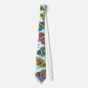 Tropiska fiskar Tie-Whimsical Art, Vatten-bakgrund Slips