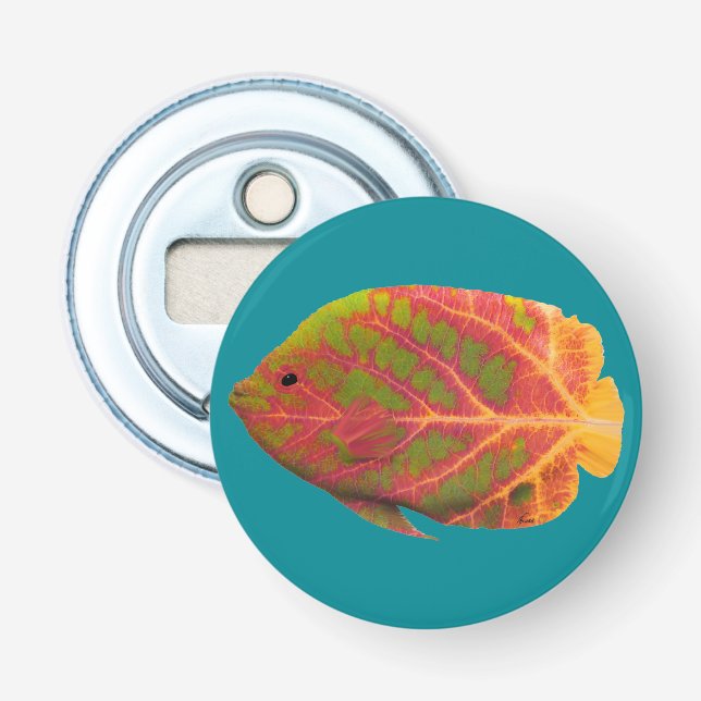 Tropiska fisken aspen Löv 1 Flasköppnare (Framsidan)