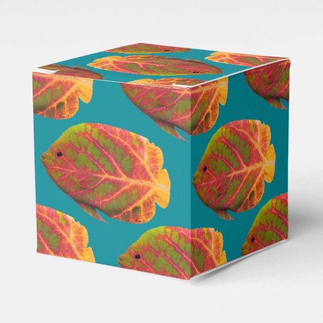 Tropiska fisken aspen Löv 1 Presentaskar (Framsidan Sidan)