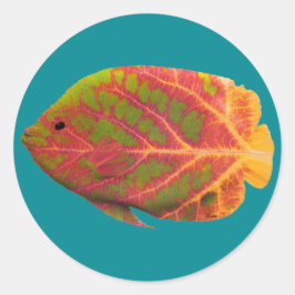 Tropiska fisken aspen Löv 1 Runt Klistermärke