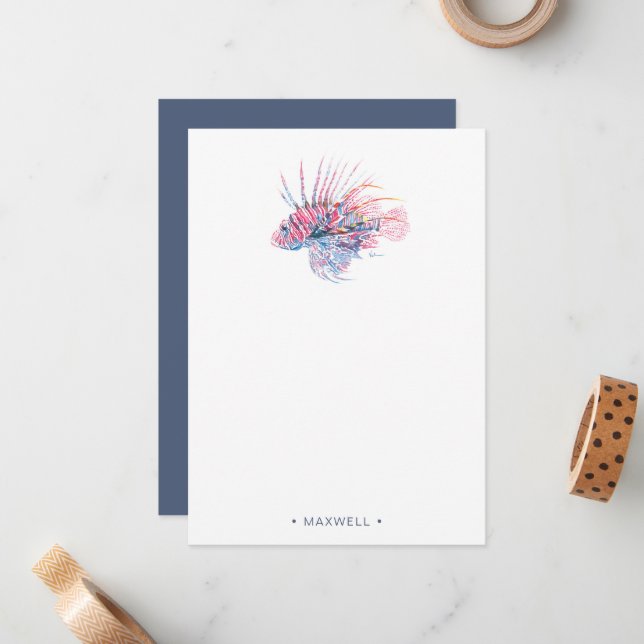 Tropiska fiskens vattenfärg, Personlig Anteckningskort (Fram/Back In Situ)