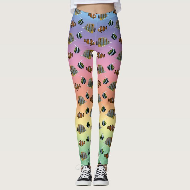Tropiska Fiskfirande Leggings (Regnbåge) (Framsida)
