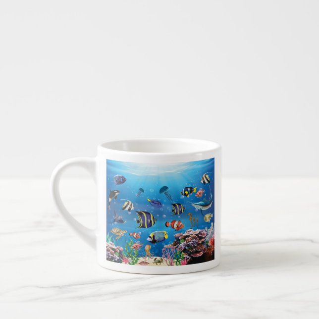 Tropiska fisksimbassänger espressomugg (Vänster)