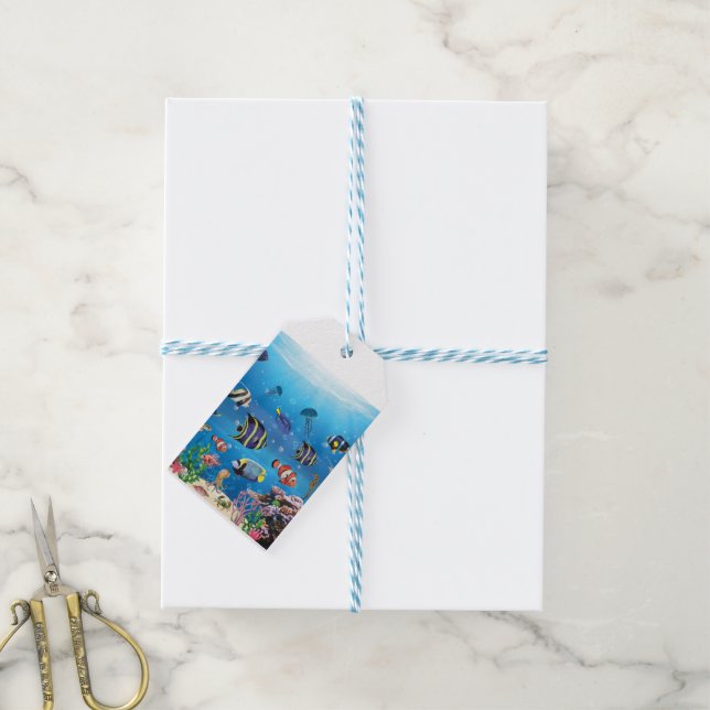 Tropiska fisksimbassänger presentetikett (Med Snöre)