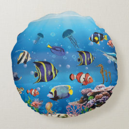 Tropiska fisksimbassänger rund kudde