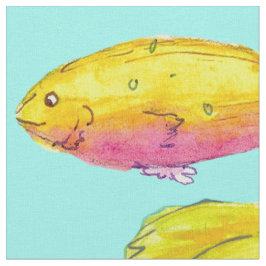 Tropiska fiskturkos Blue Sunrise Gult Tyg