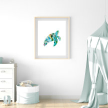 Tropiska fiskvattenfärgen Nursery Art