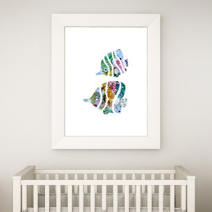 Tropiska fiskvattenfärgen Nursery Art Poster