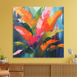 Tropiska fjädrar – Levande botanisk abstraktion Canvastryck