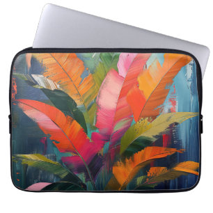 Tropiska fjädrar – Levande botanisk abstraktion Laptop Fodral