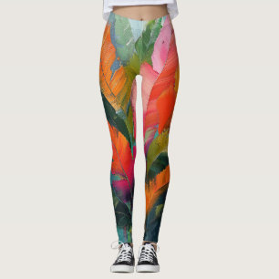 Tropiska fjädrar – Levande botanisk abstraktion Leggings