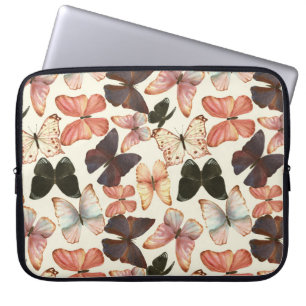 Tropiska fjärilar: Vattenfärgen Seamless Mönster. Laptop Fodral