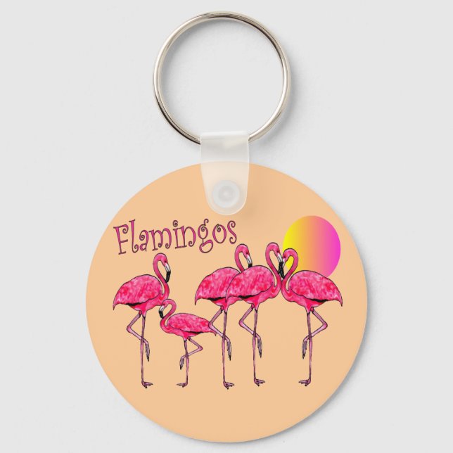 Tropiska Flamingo Art-gåvor Nyckelring (Framsida)