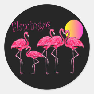 Tropiska Flamingo Art-gåvor Runt Klistermärke