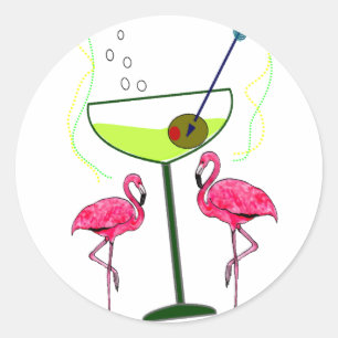 Tropiska Flamingo Art-gåvor Runt Klistermärke