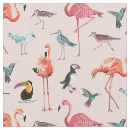 Tropiska Flamingo-fåglar | Struktur Tyg