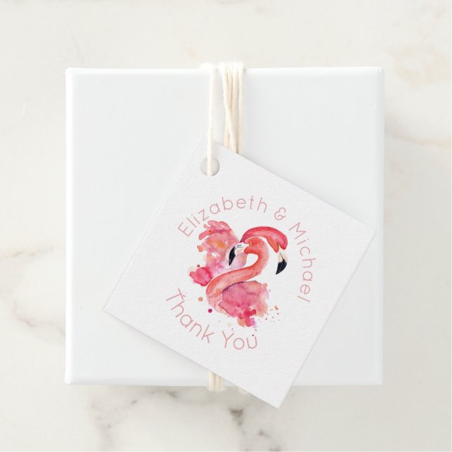 Tropiska Flamingo Favor Förpackningsetiketter Rosa Gåvor Etiketter (På plats)